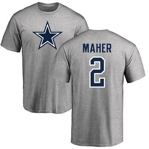 Men Dallas Cowboys Ash Brett Maher Name and Number Logo #2 Nike NFL T Shirt->nfl t-shirts->Sports Accessory